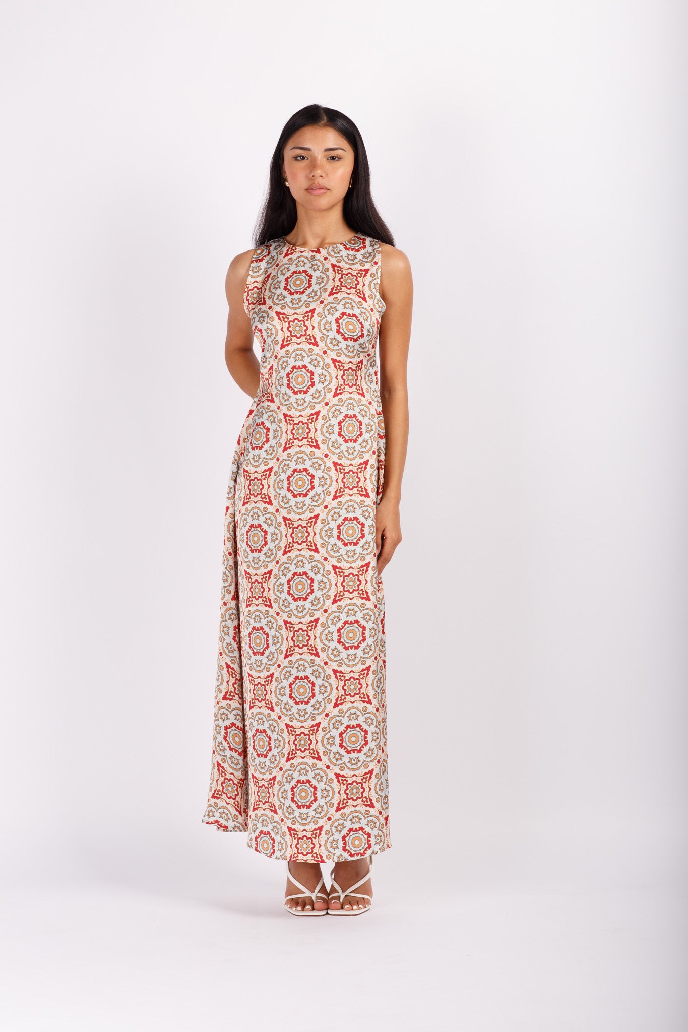 Mosaic Tile Print Maxi Dress
