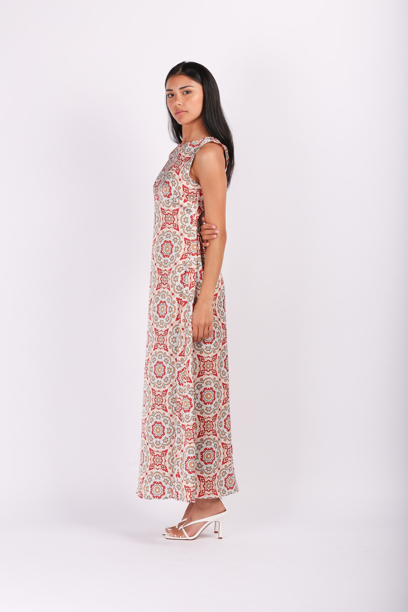 Mosaic Tile Print Maxi Dress