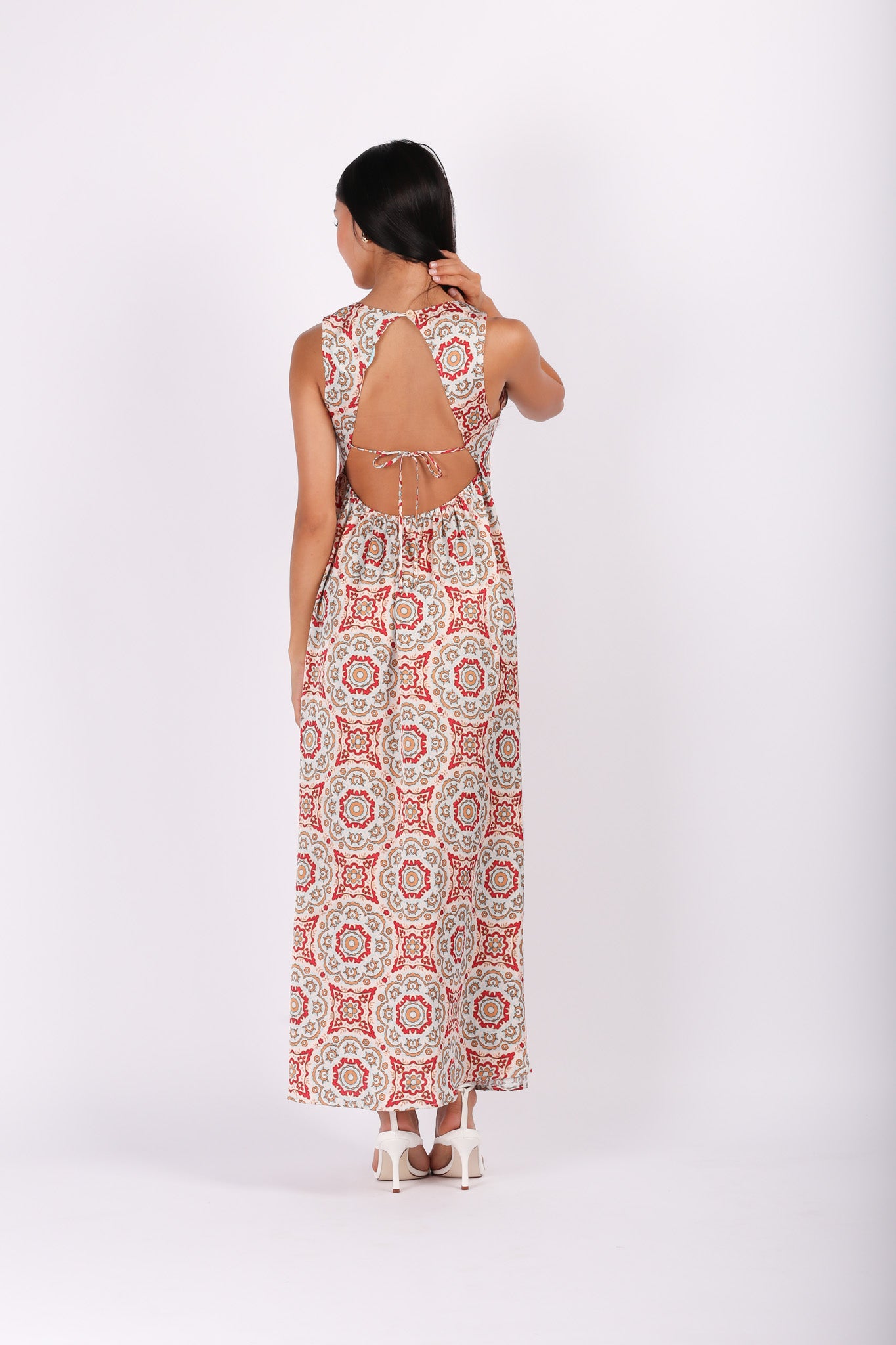 Mosaic Tile Print Maxi Dress