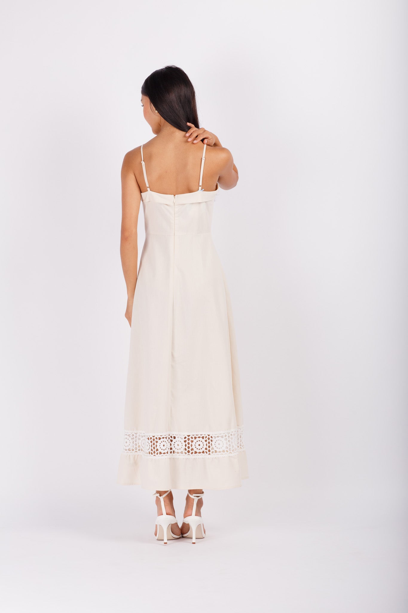 Cotton Lace Linen Maxi Dress
