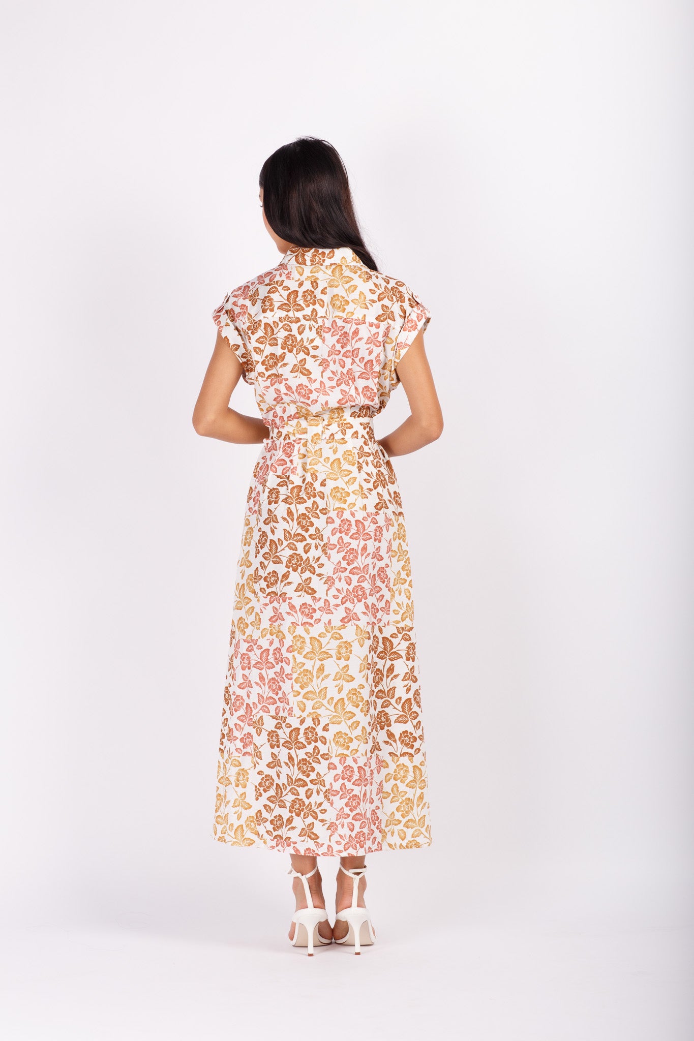 Leafy Print Midi Dress