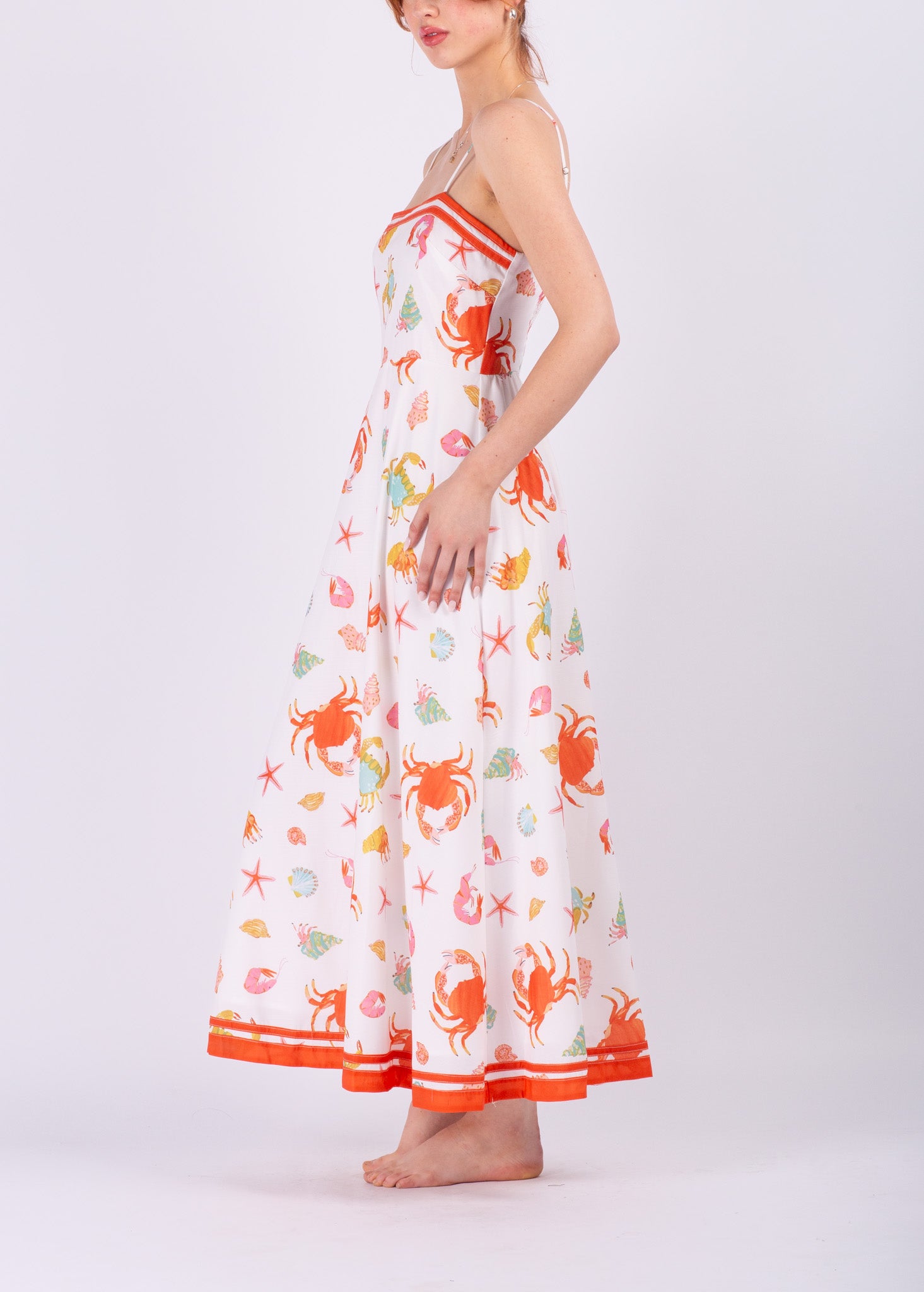 Ocean Life Print Maxi Dress