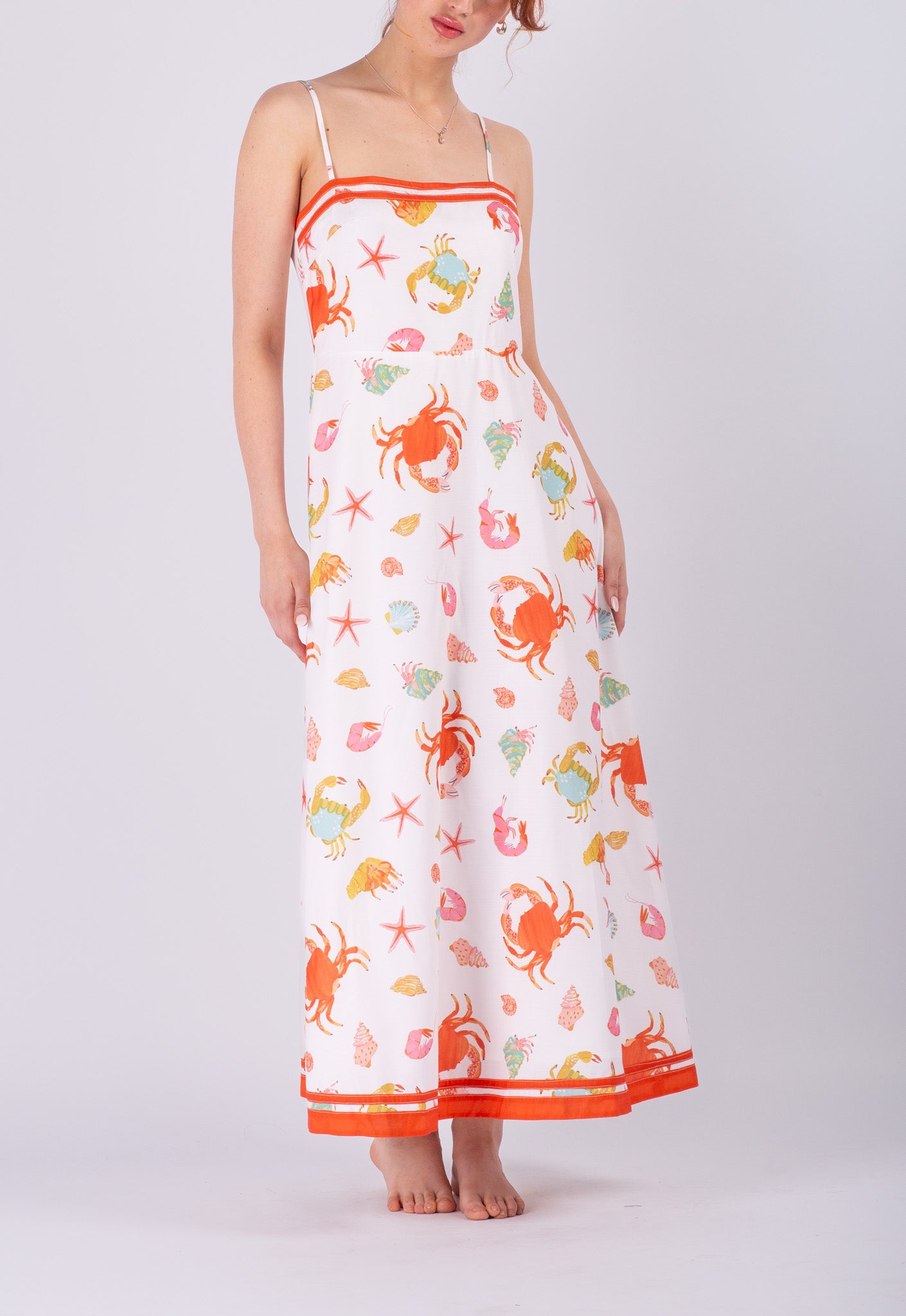 Ocean Life Print Maxi Dress
