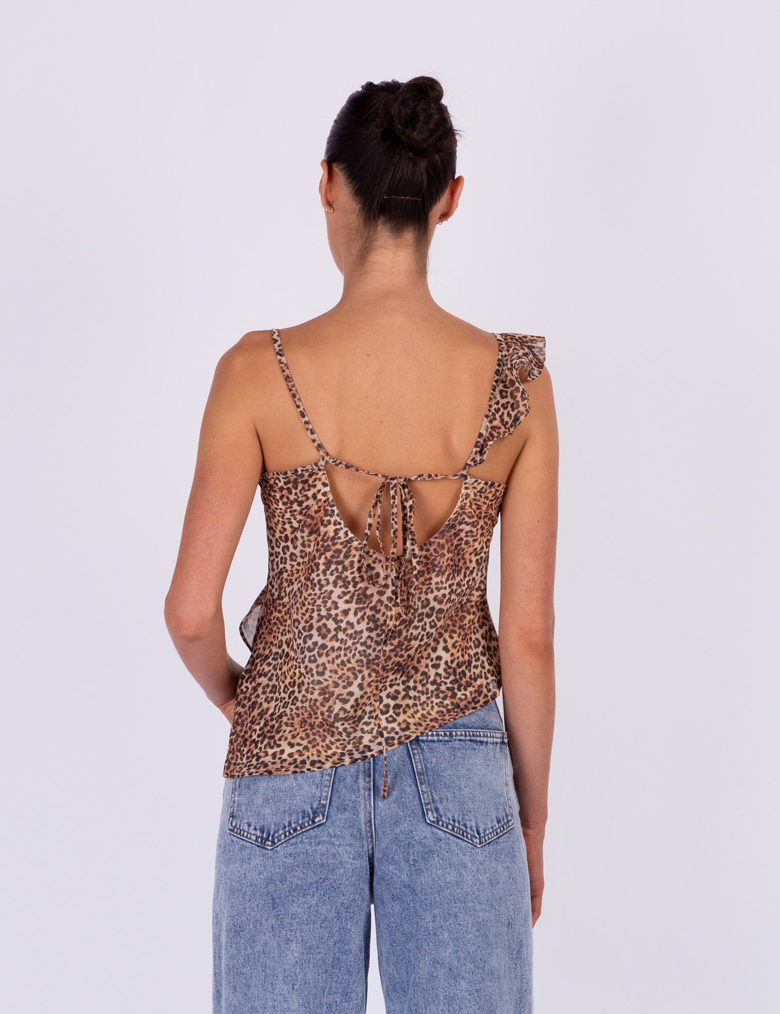 Frill Leopard Top