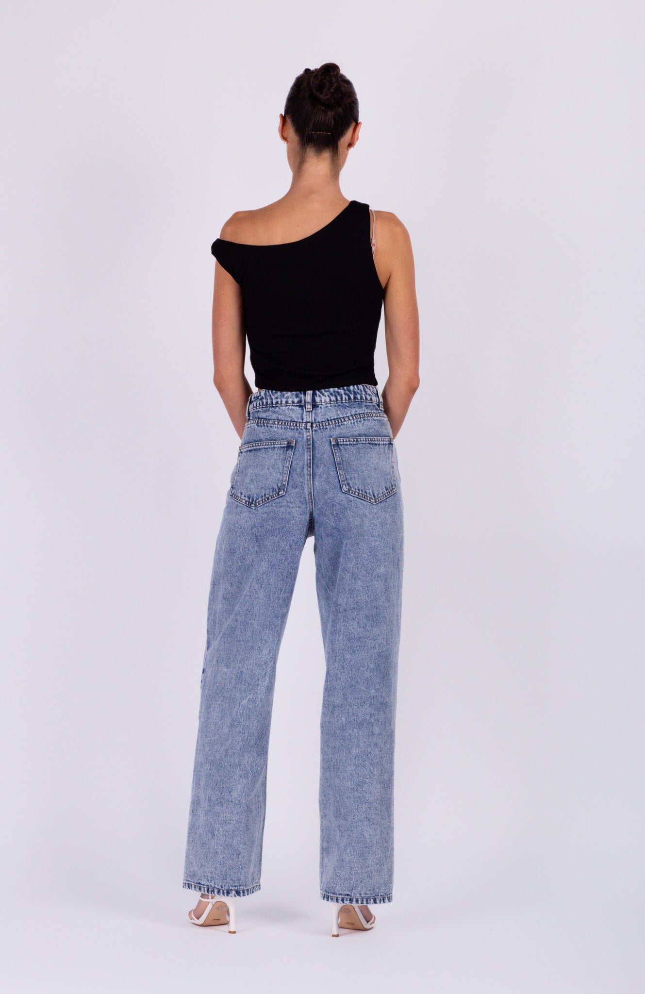 Black Crop Snap Button Top