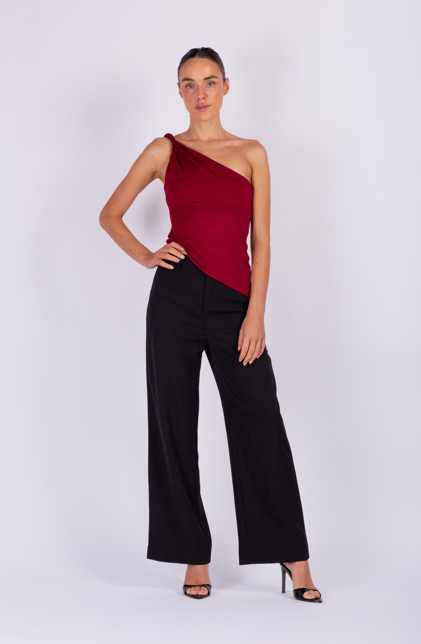 Deep Red One Shoulder Top