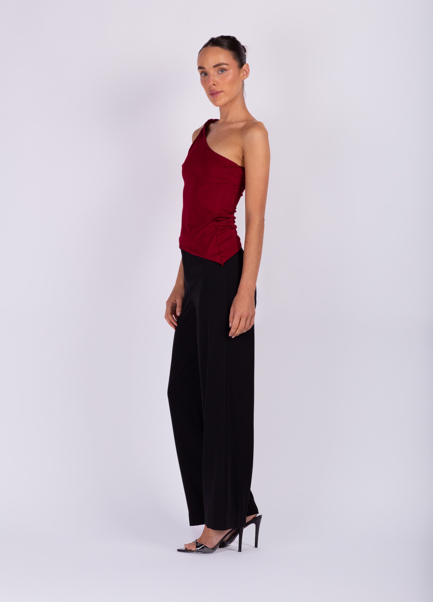 Deep Red One Shoulder Top