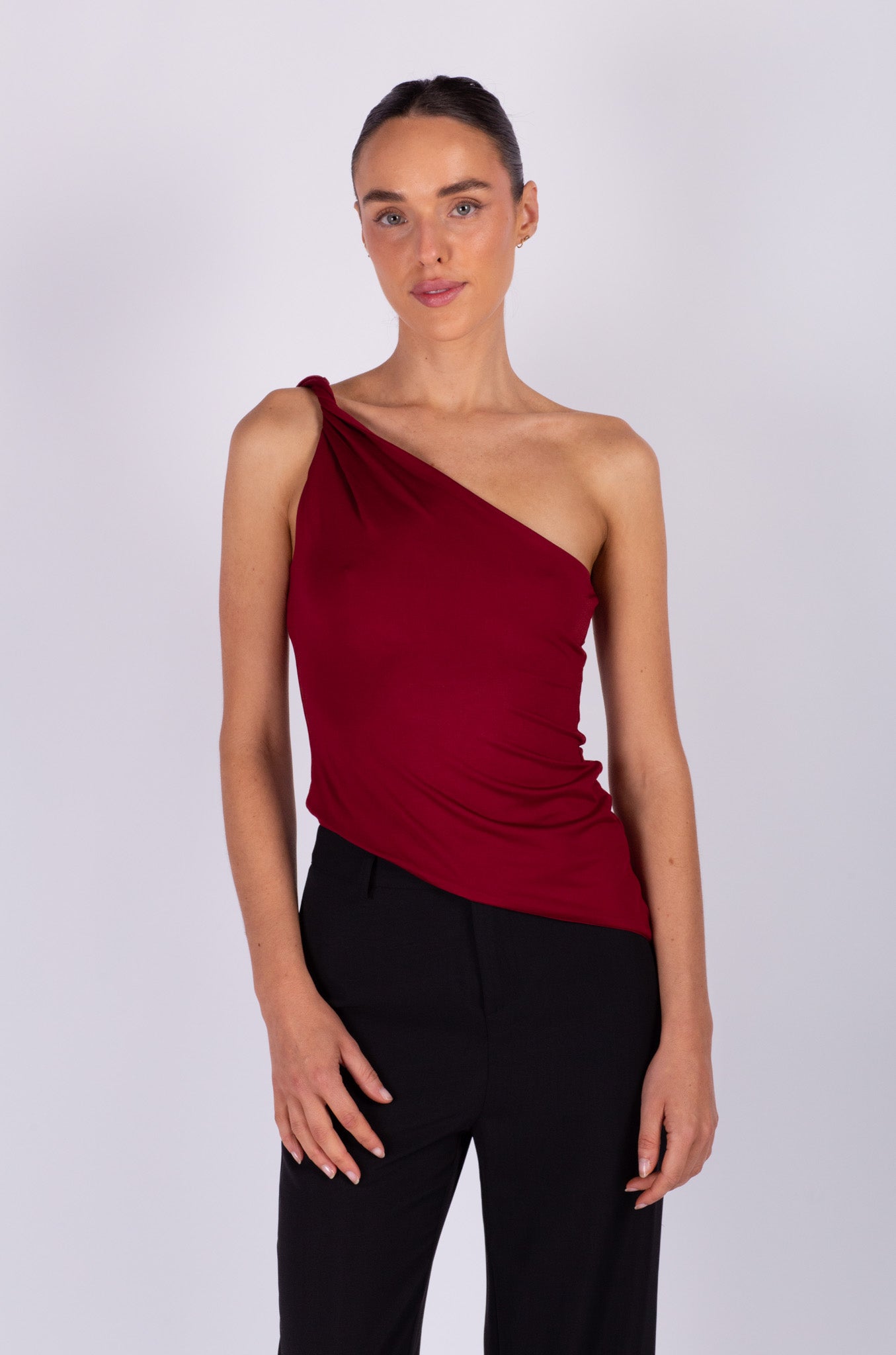 Deep Red One Shoulder Top