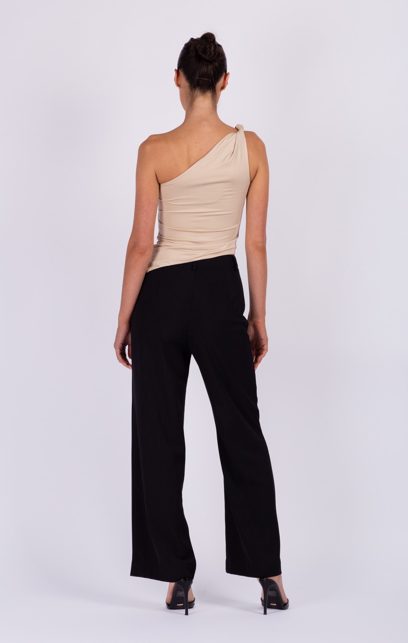 Beige One Shoulder Top