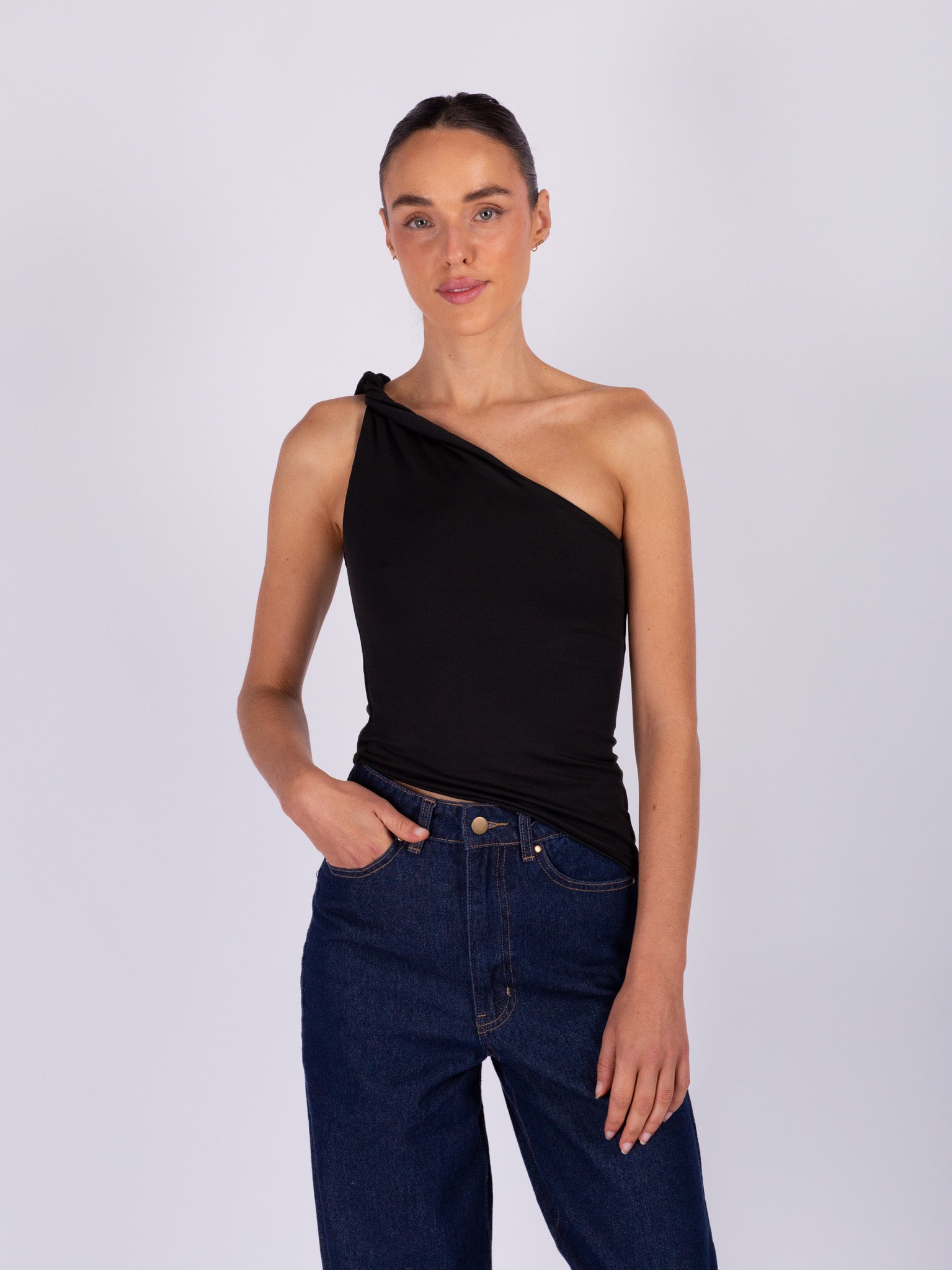 Black One Shoulder Top