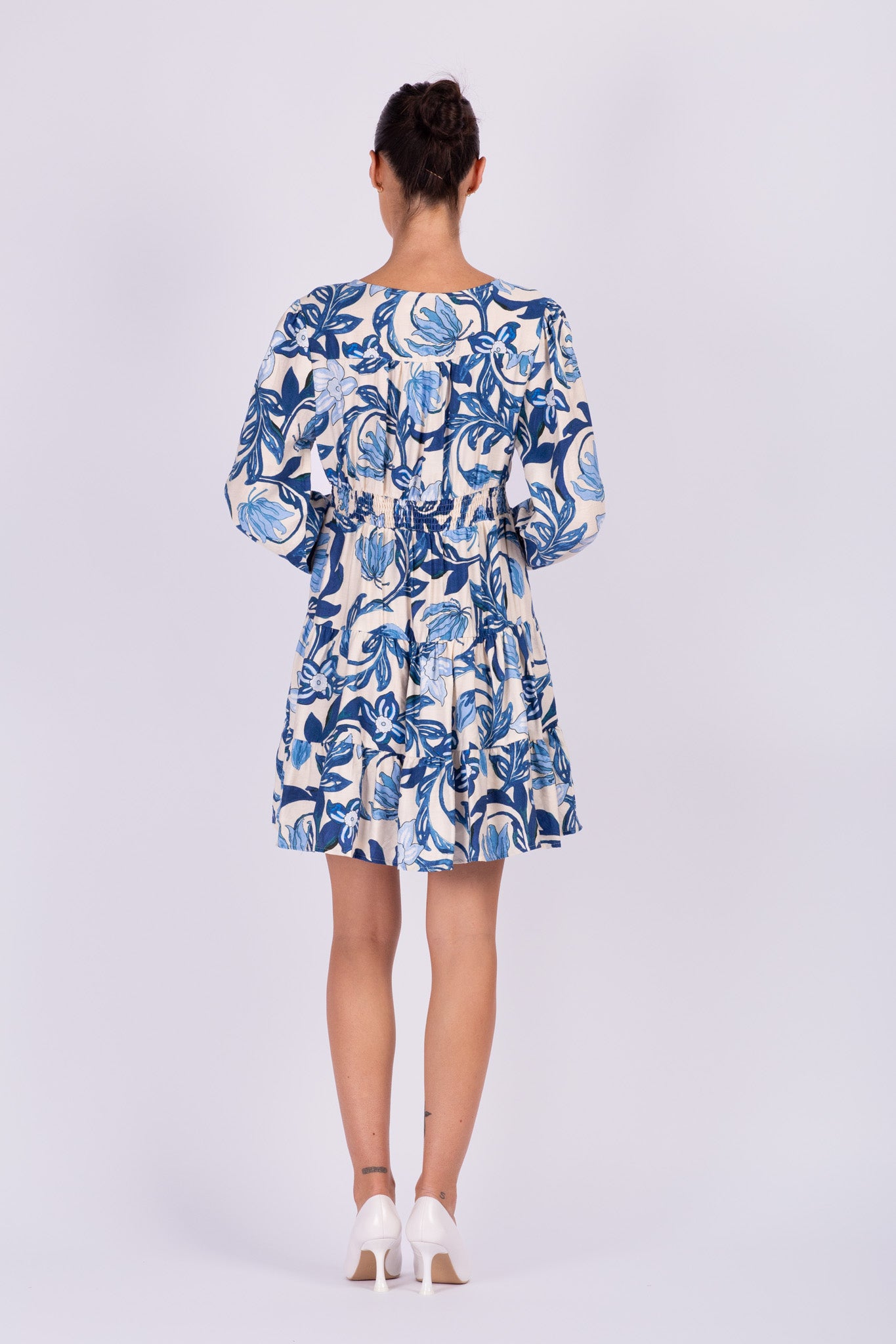 Blue Floral Short Dress