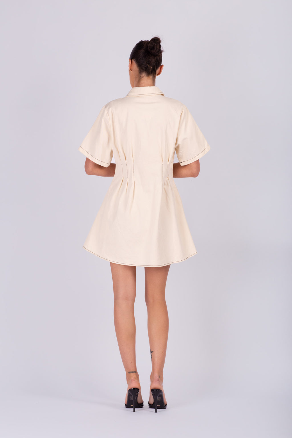 Cream Denim Shirt Dress