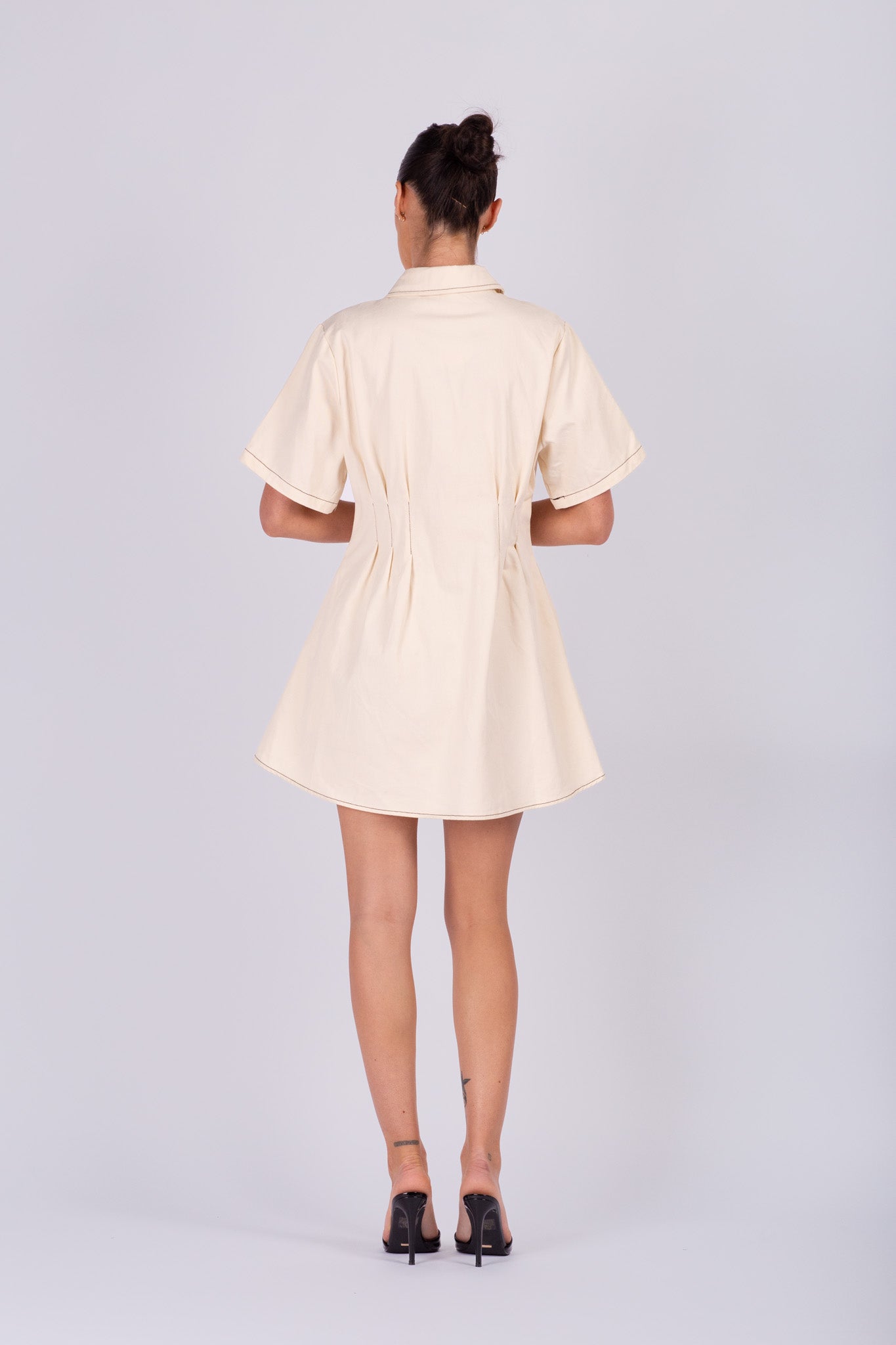 Cream Denim Shirt Dress