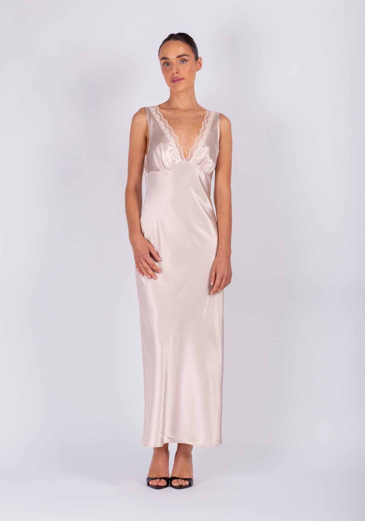 Champagne Lace Slip Dress