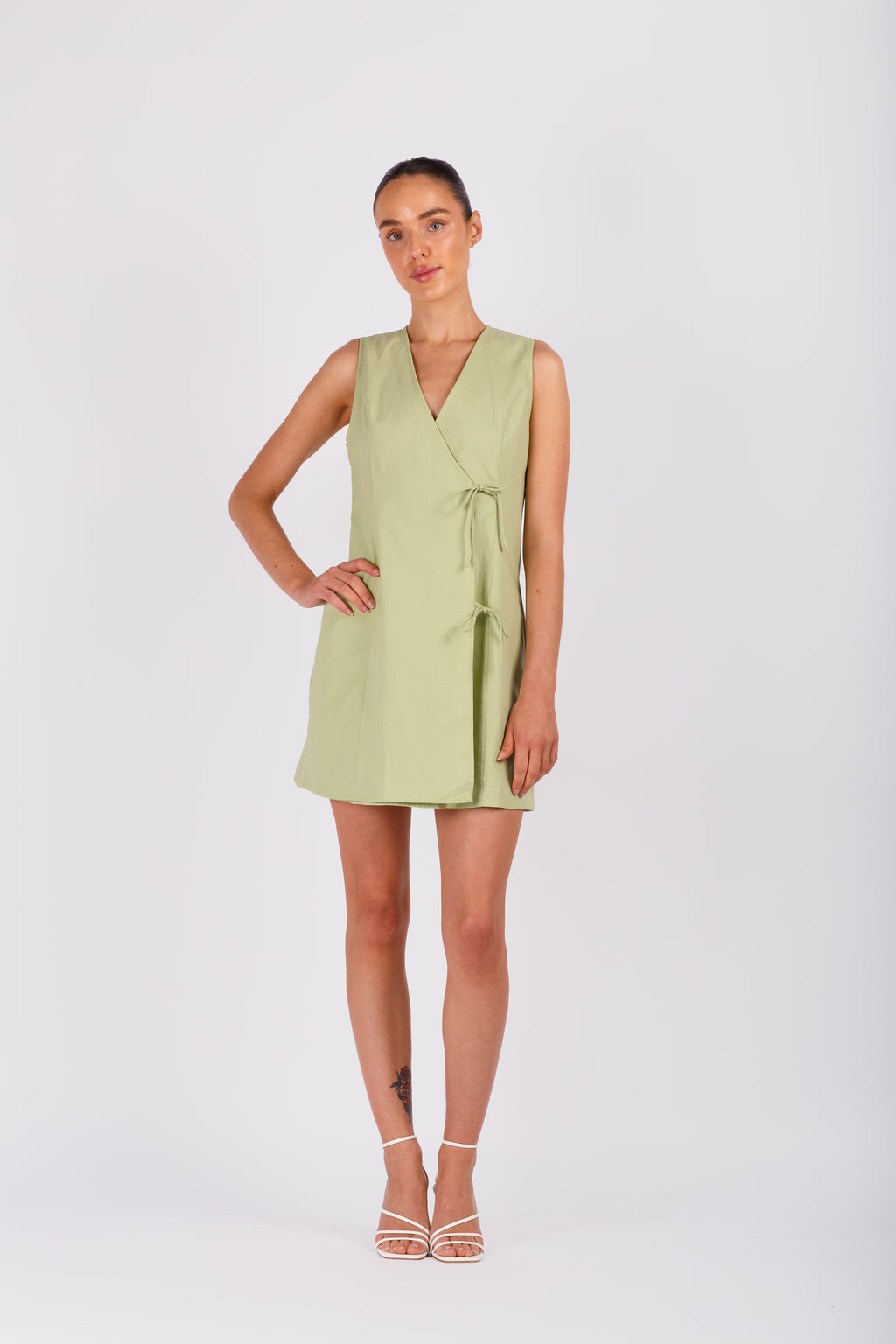 Green Tie Mini Dress