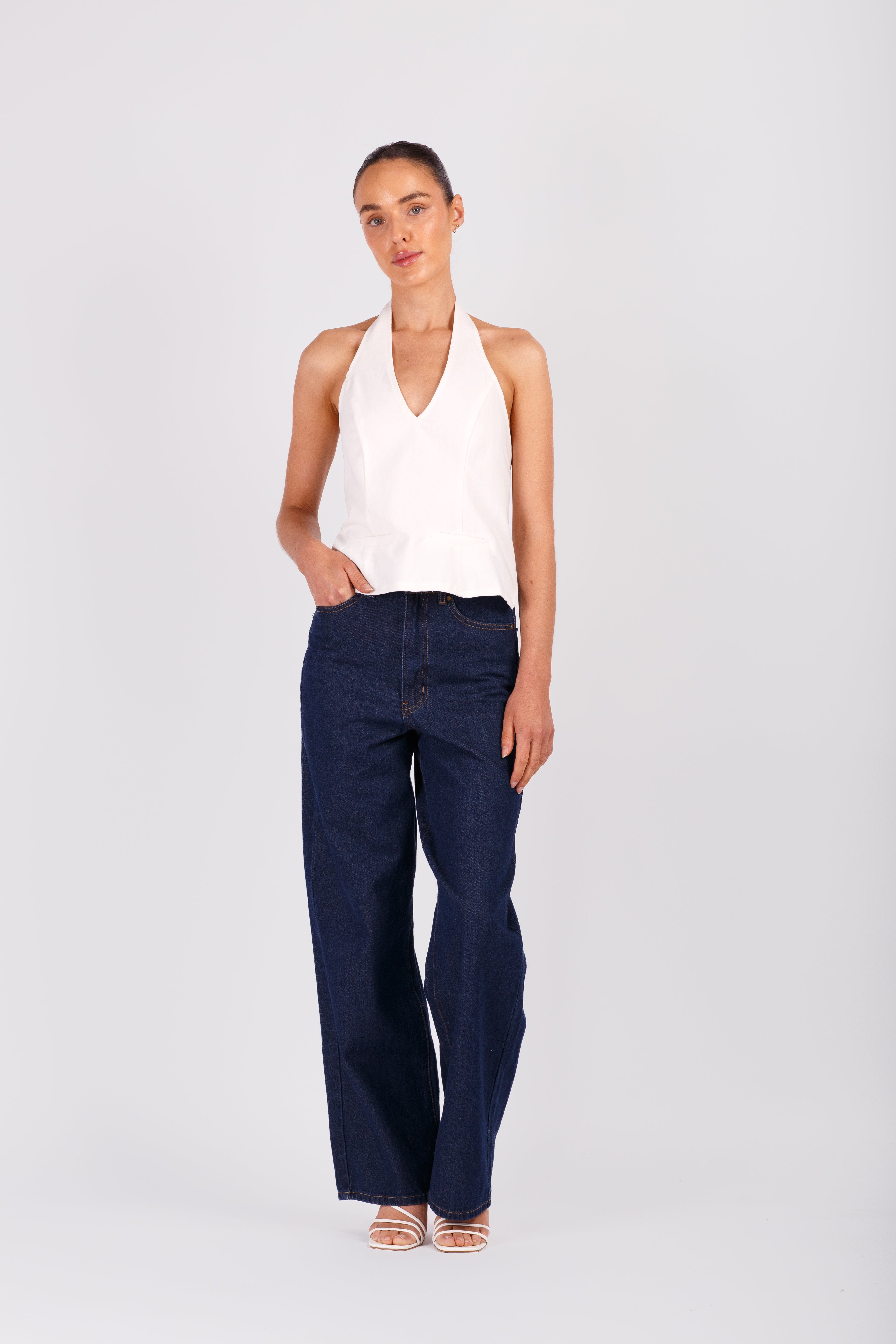 White Linen Halter Top