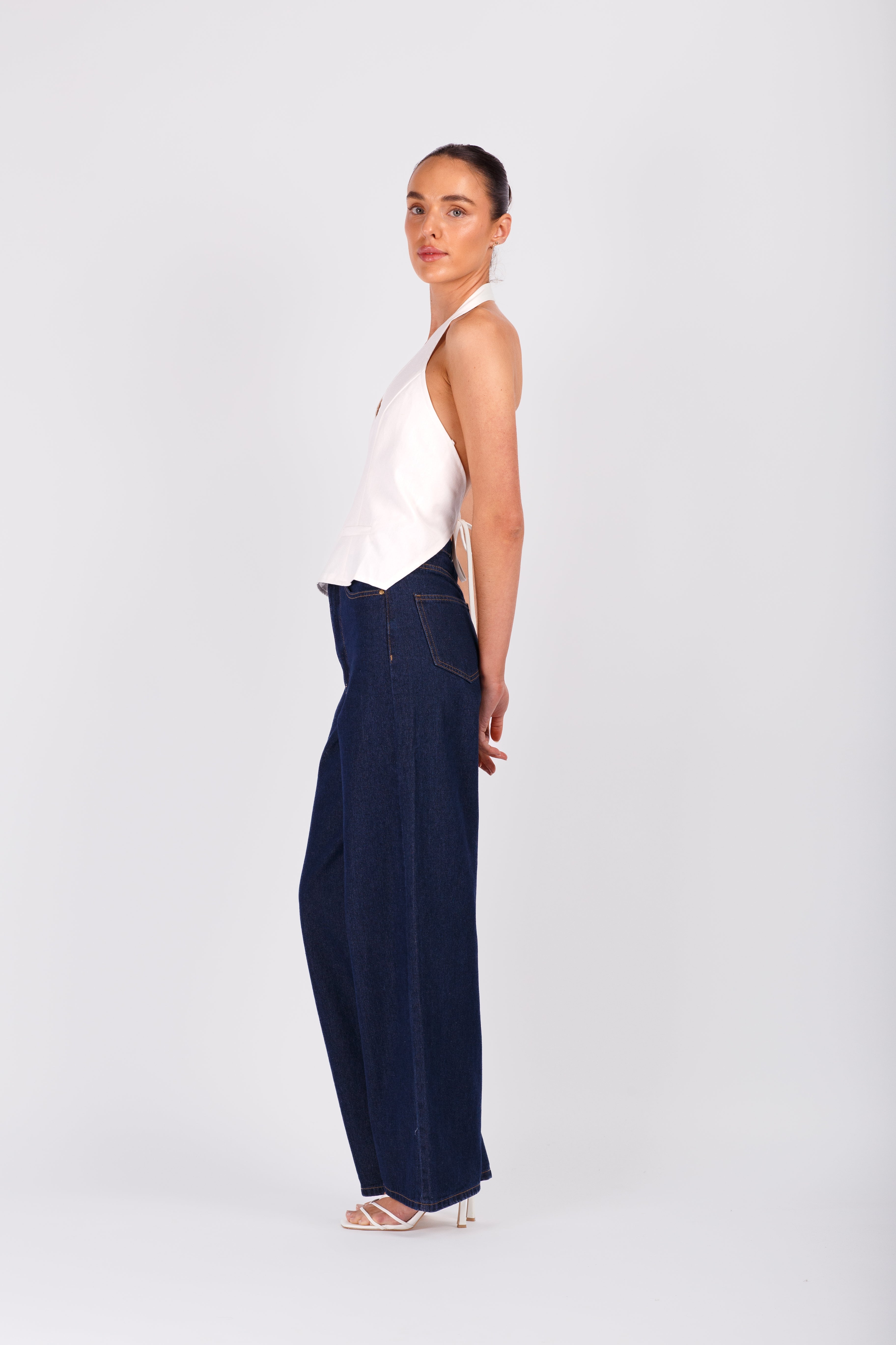 White Linen Halter Top