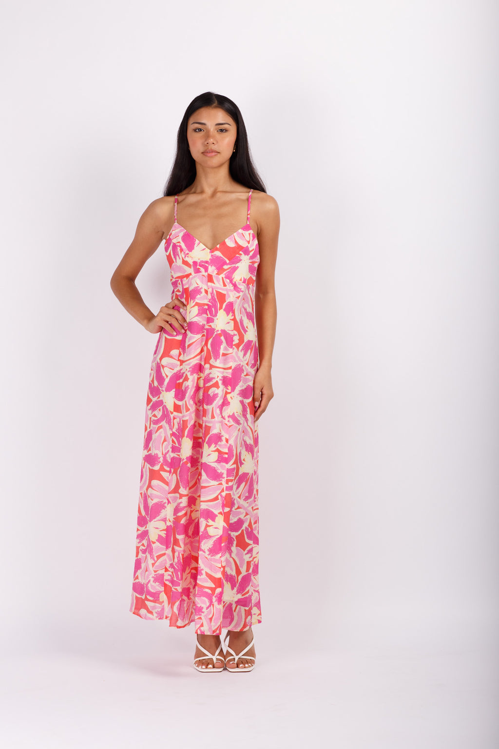 Pint floral Maxi Dress