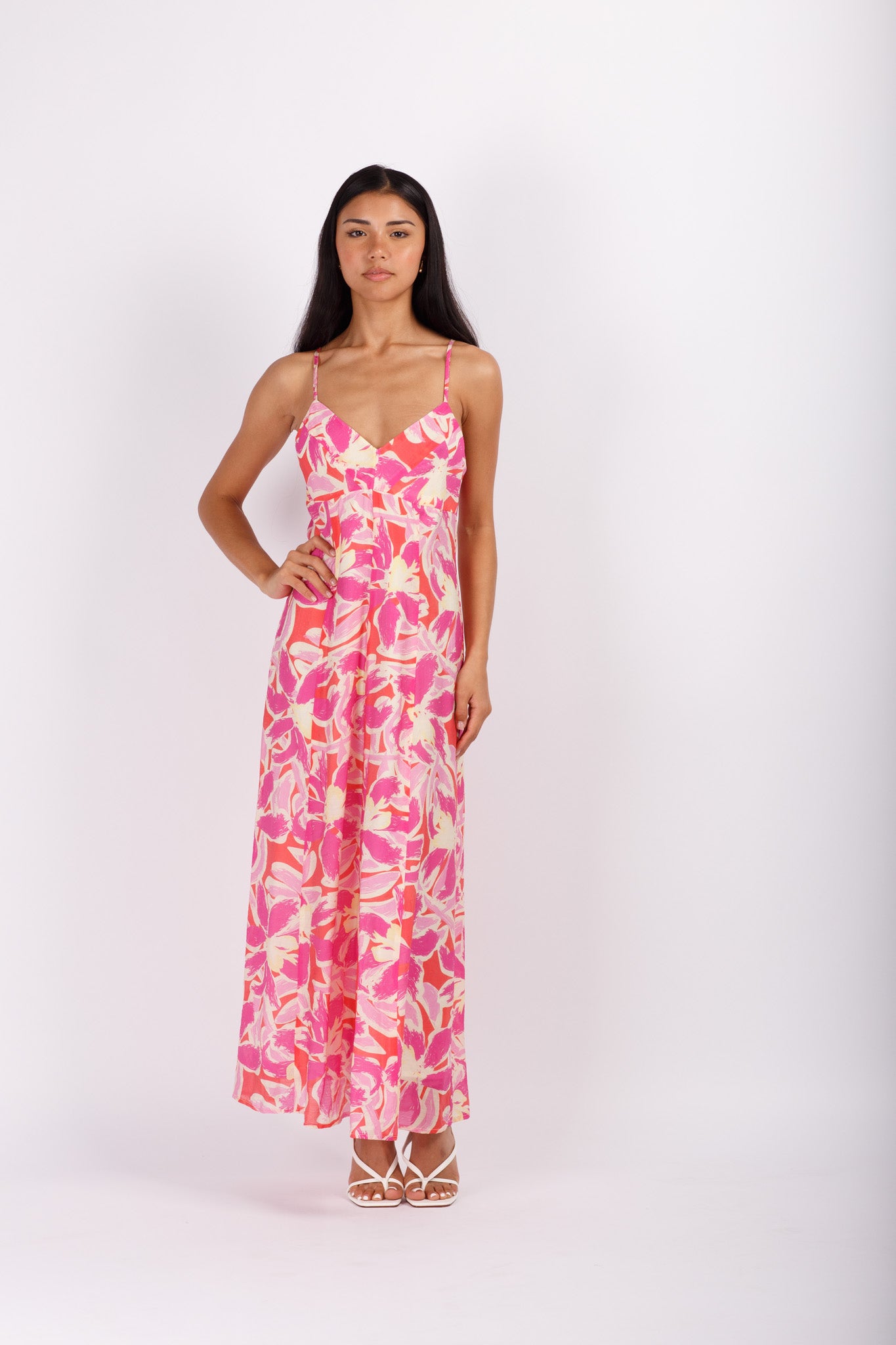 Pint floral Maxi Dress
