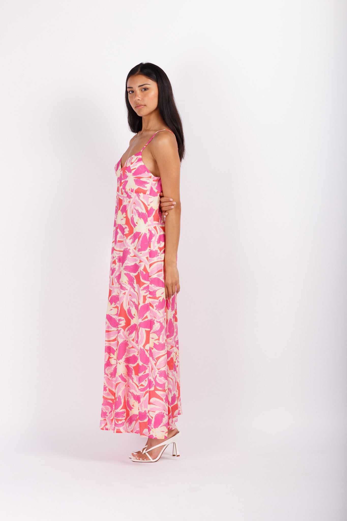 Pint floral Maxi Dress