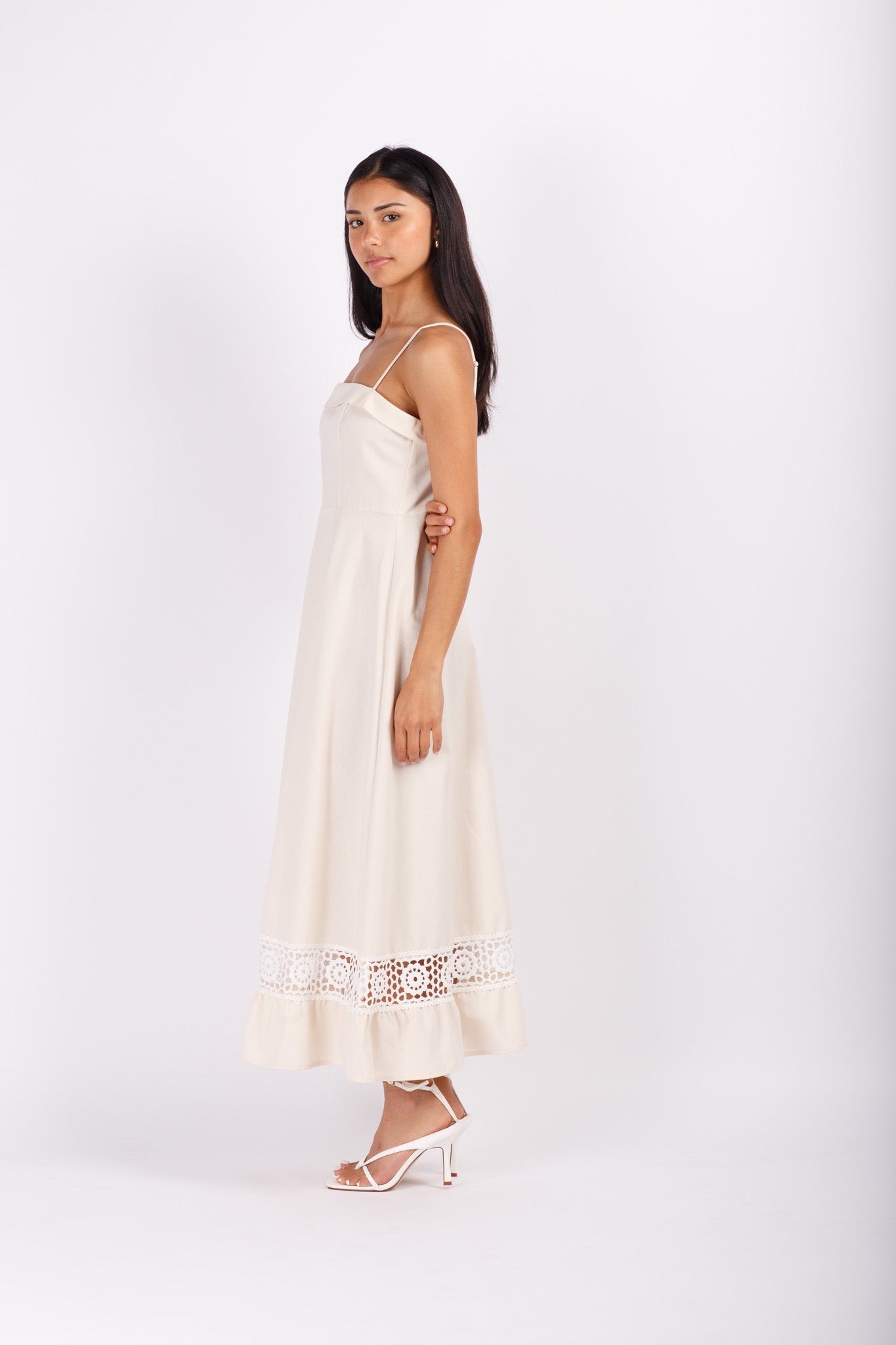Cotton Lace Linen Maxi Dress
