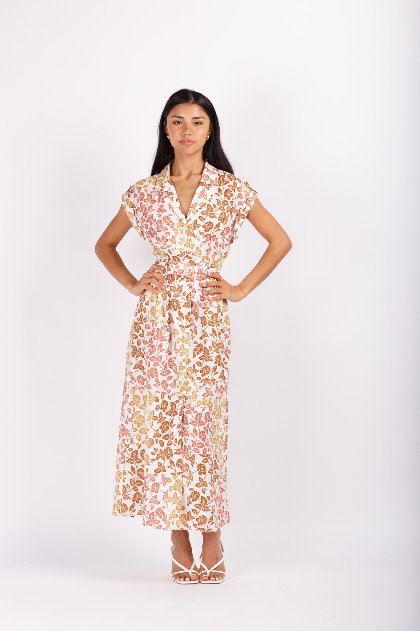 Leafy Print Midi Dress