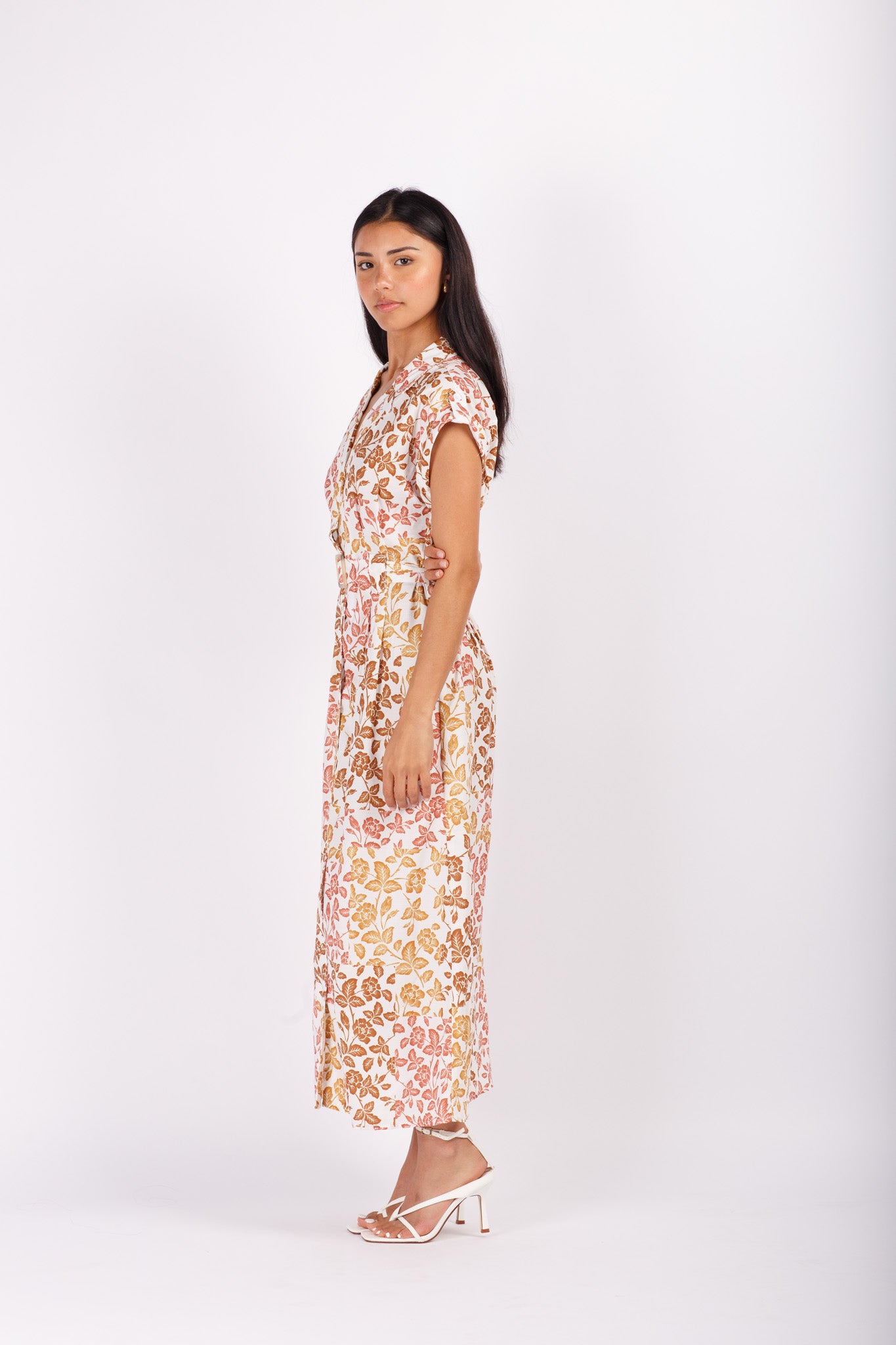 Leafy Print Midi Dress