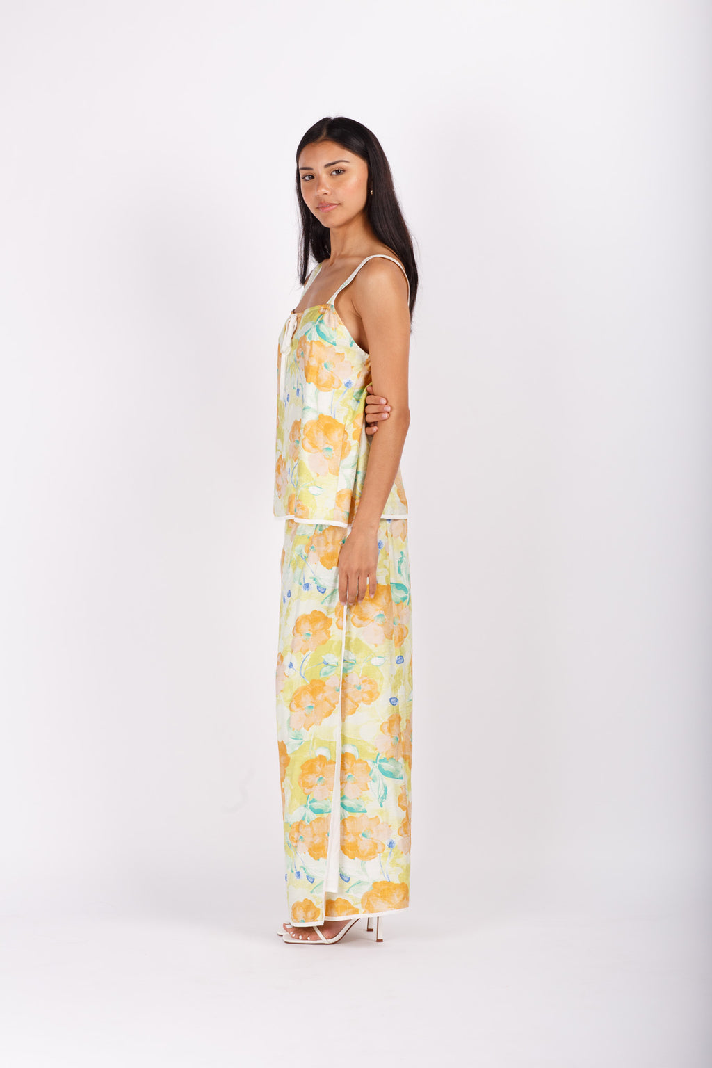 Citrus Floral Print Top & Skirt