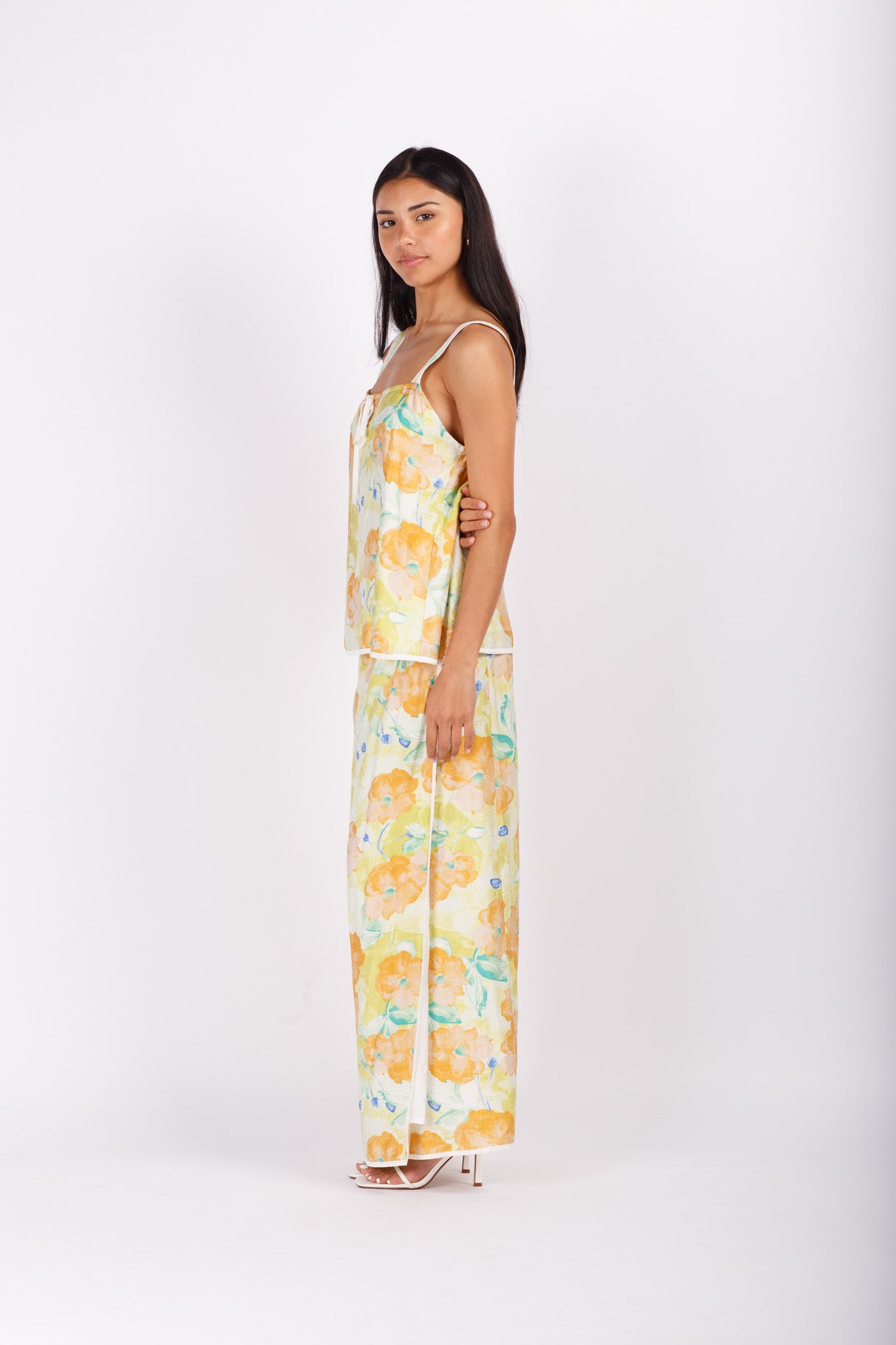Citrus Floral Print Top & Skirt