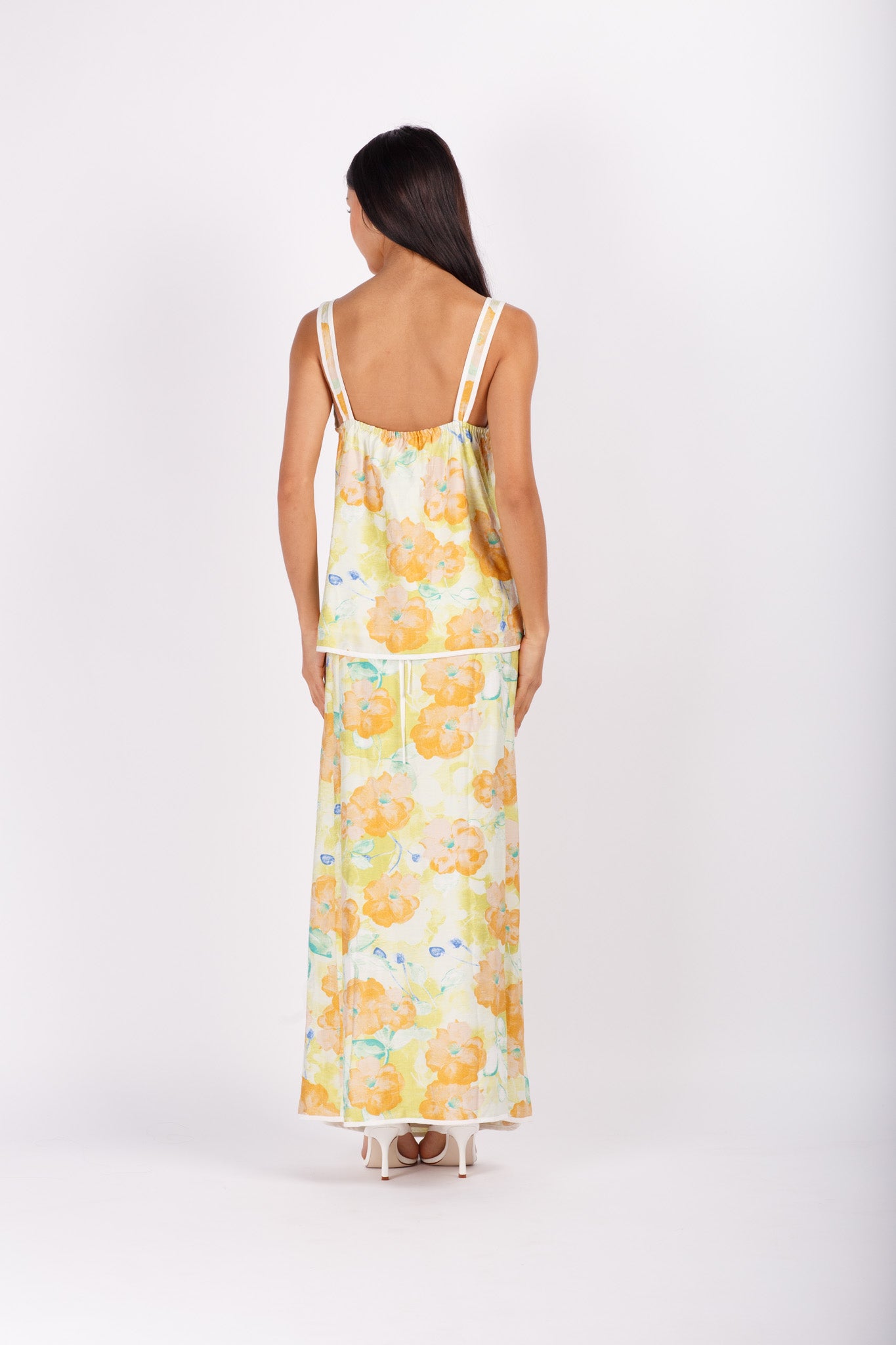 Citrus Floral Print Top & Skirt