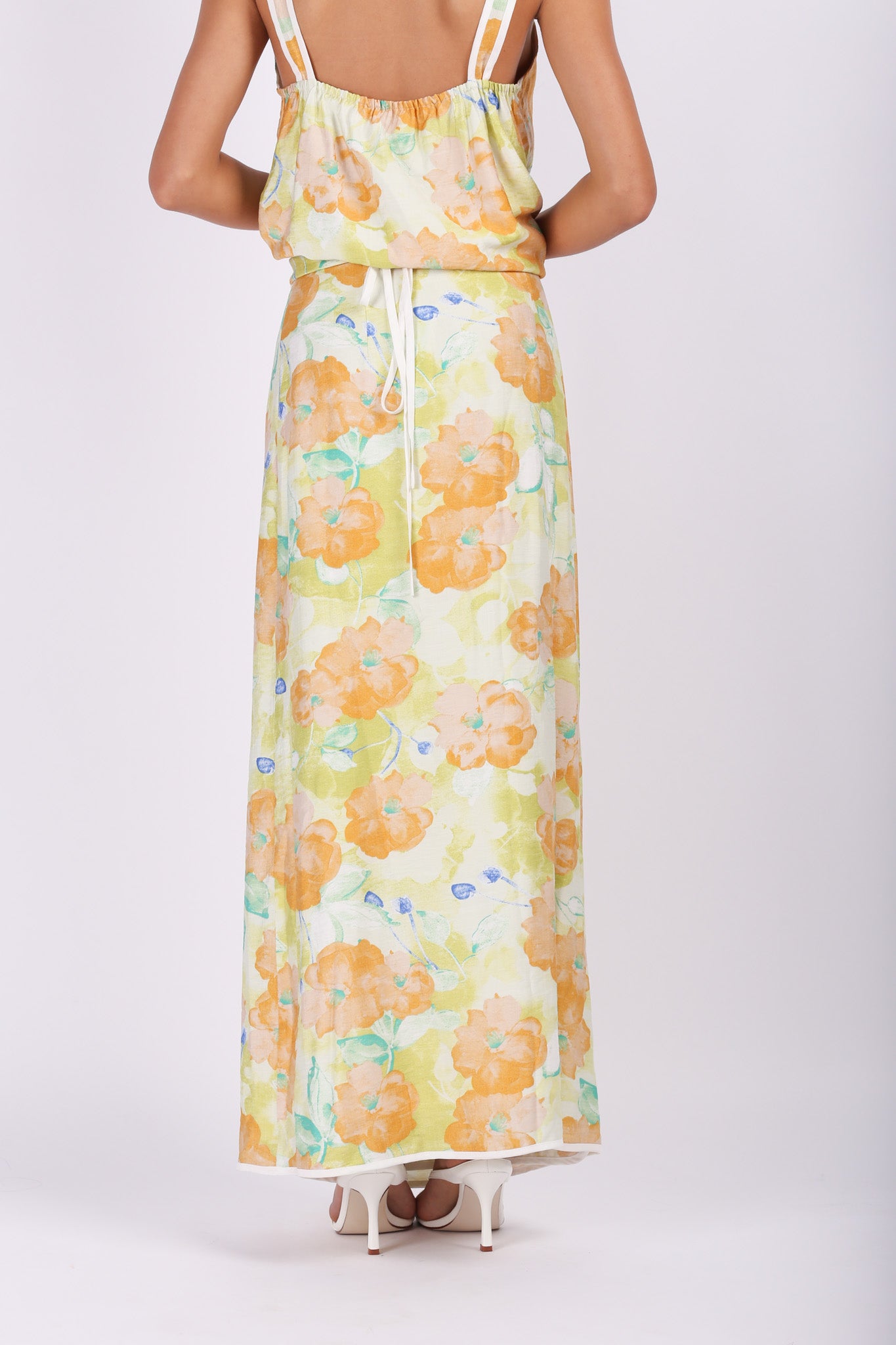 Citrus Floral Print Top & Skirt