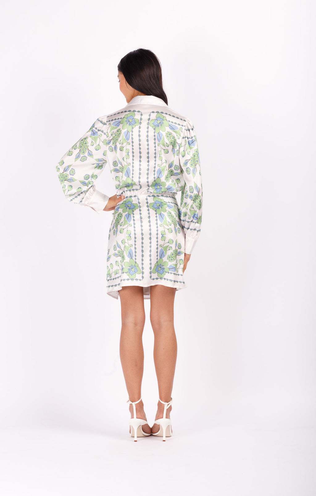 Scarf Print Shirt Mini Dress