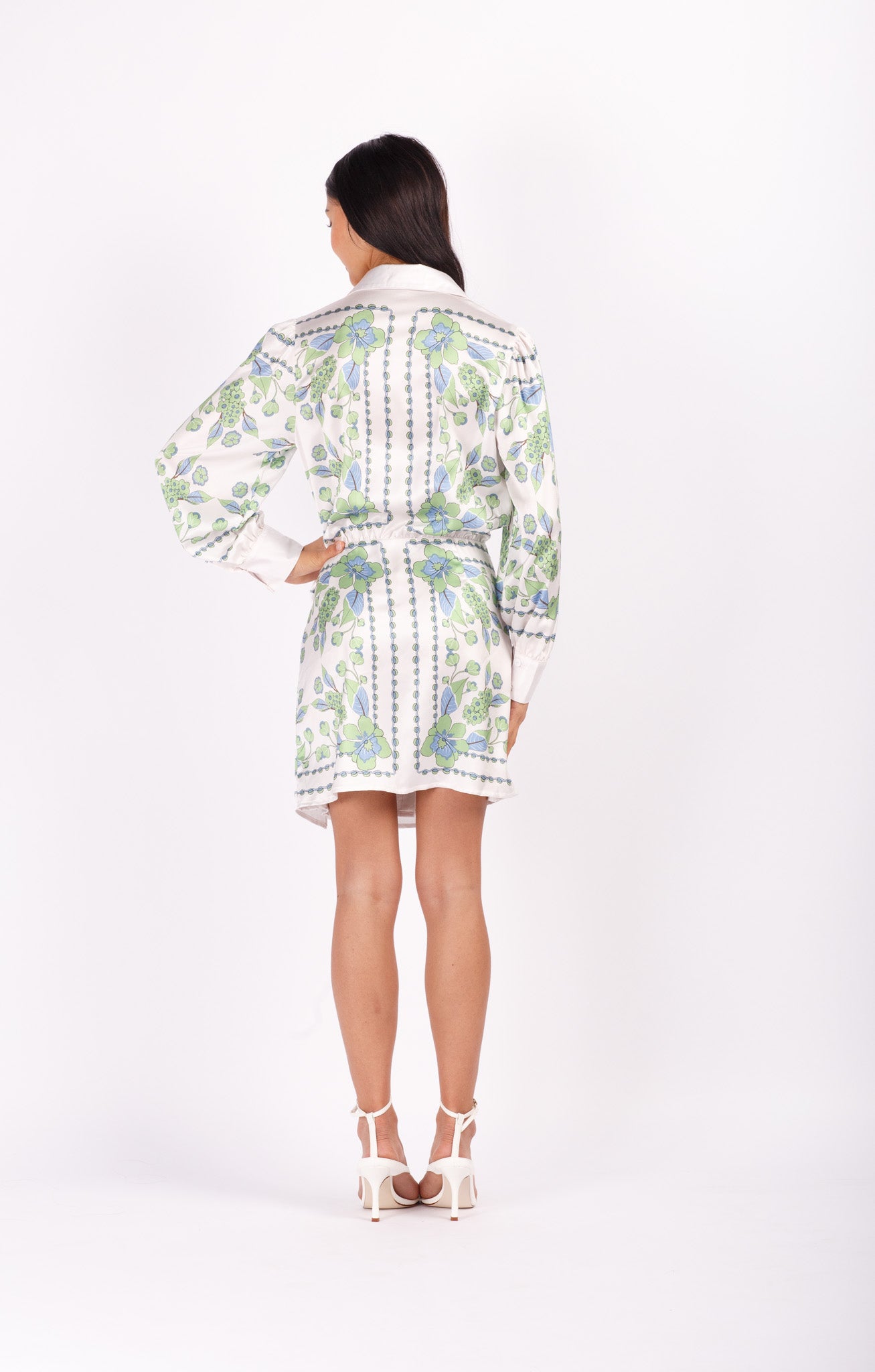 Scarf Print Shirt Mini Dress