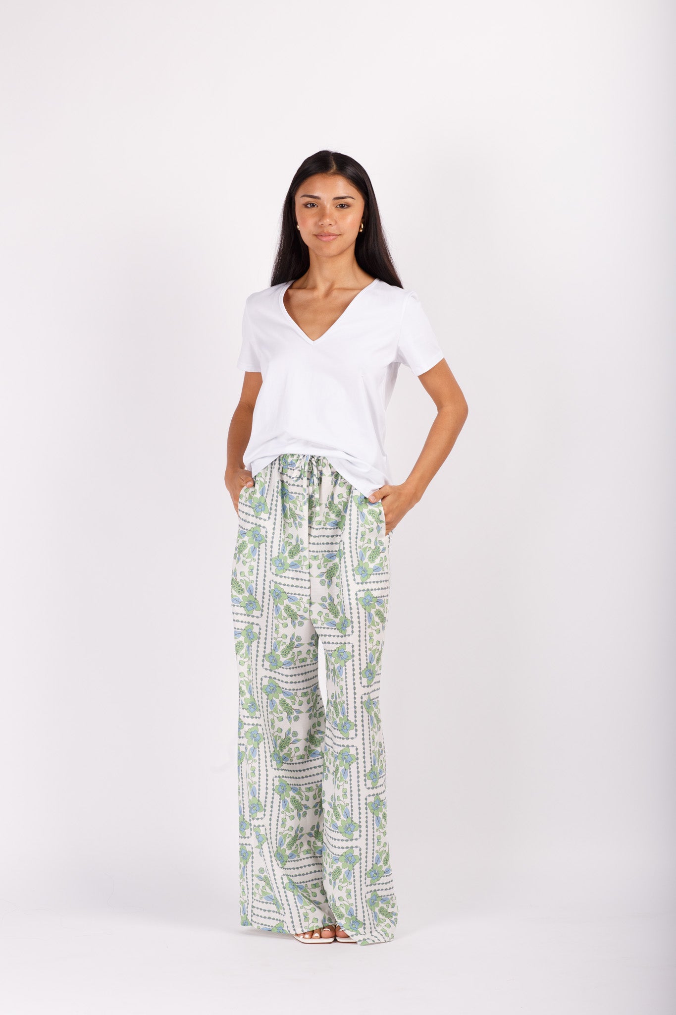 Scarf Print Wide Leg Pant