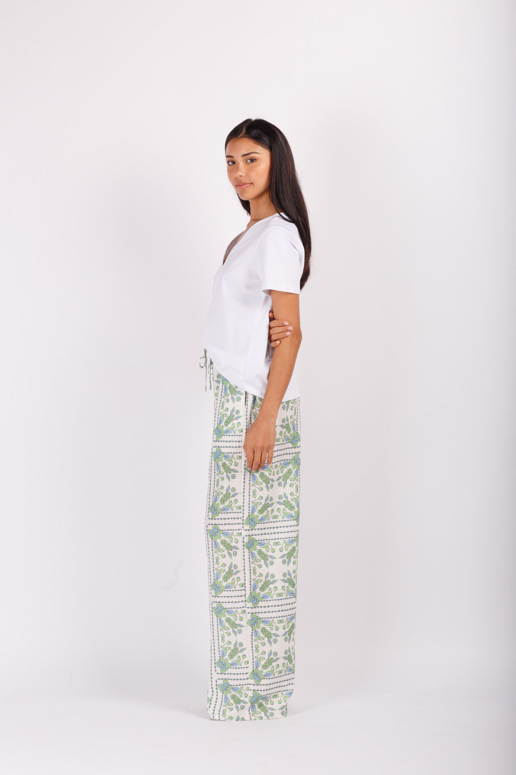 Scarf Print Wide Leg Pant