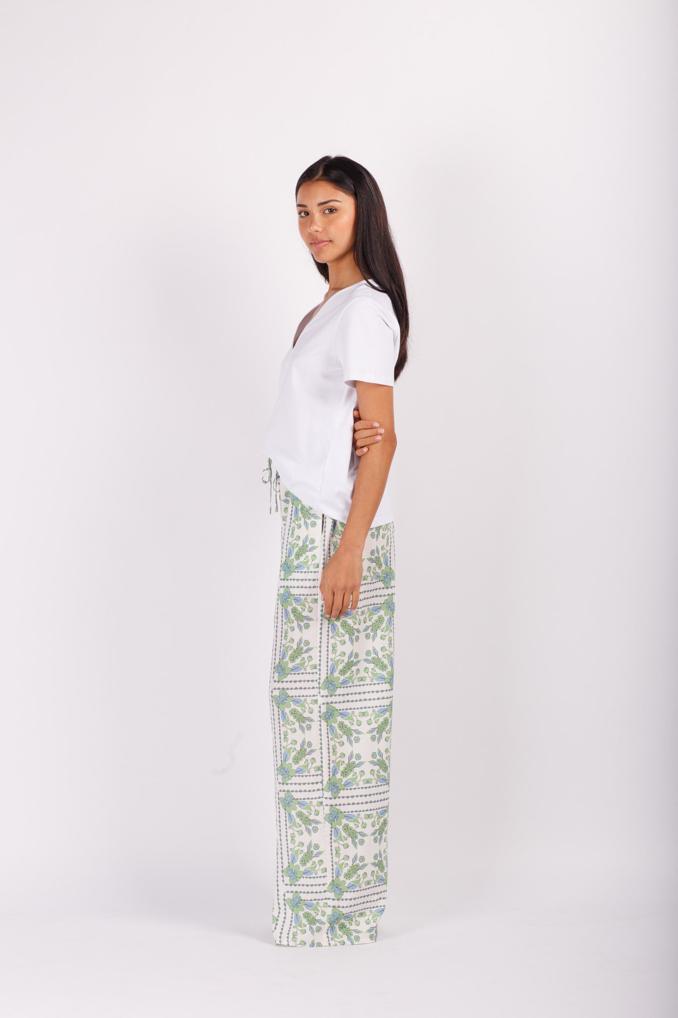 Scarf Print Wide Leg Pant