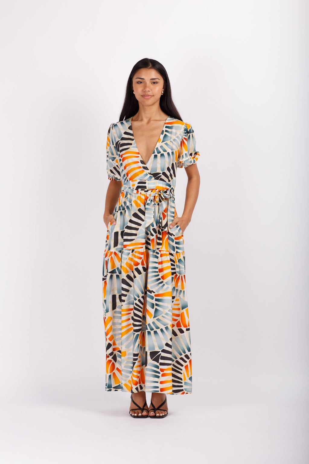 Shell Pattern Midi Dress