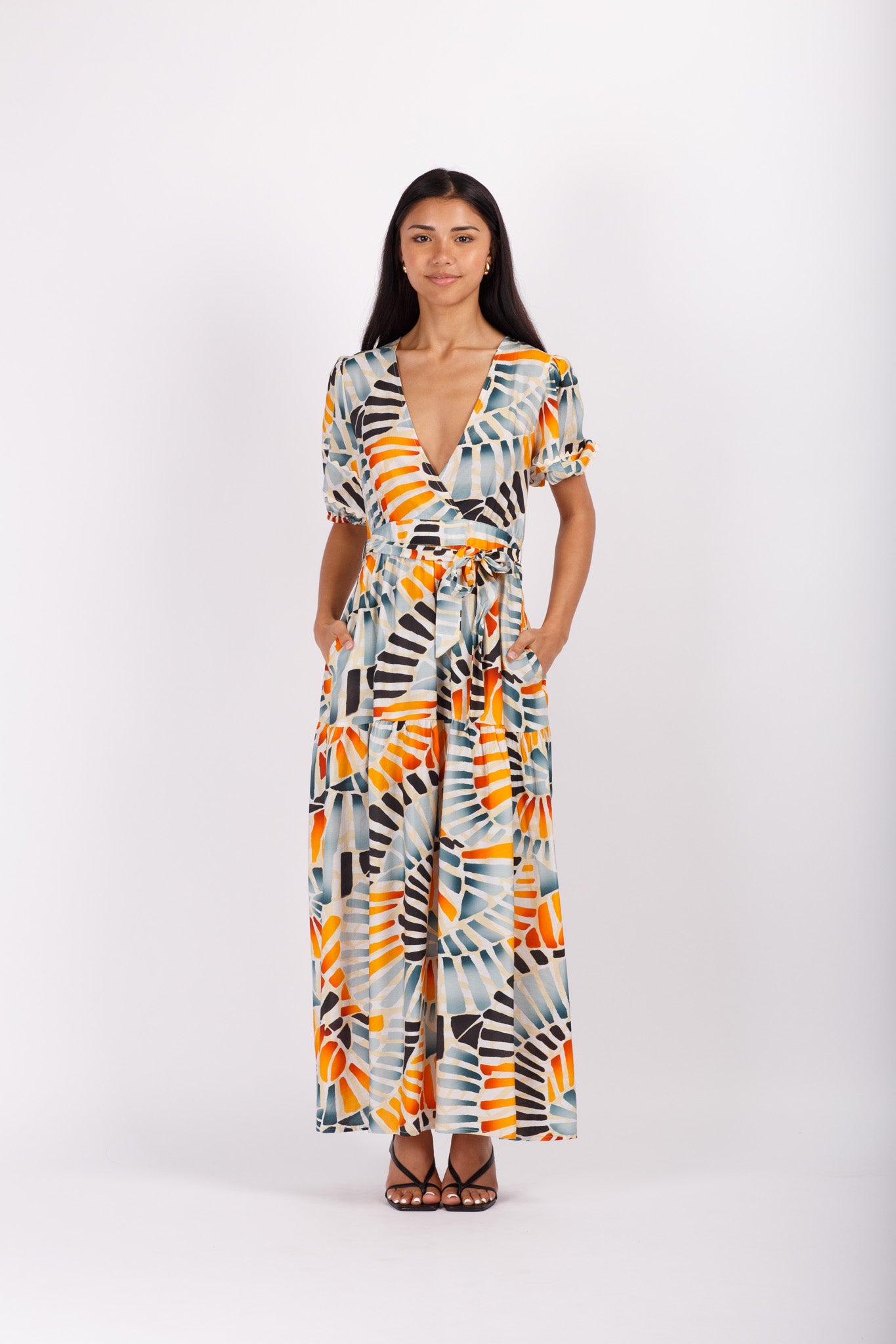 Shell Pattern Midi Dress