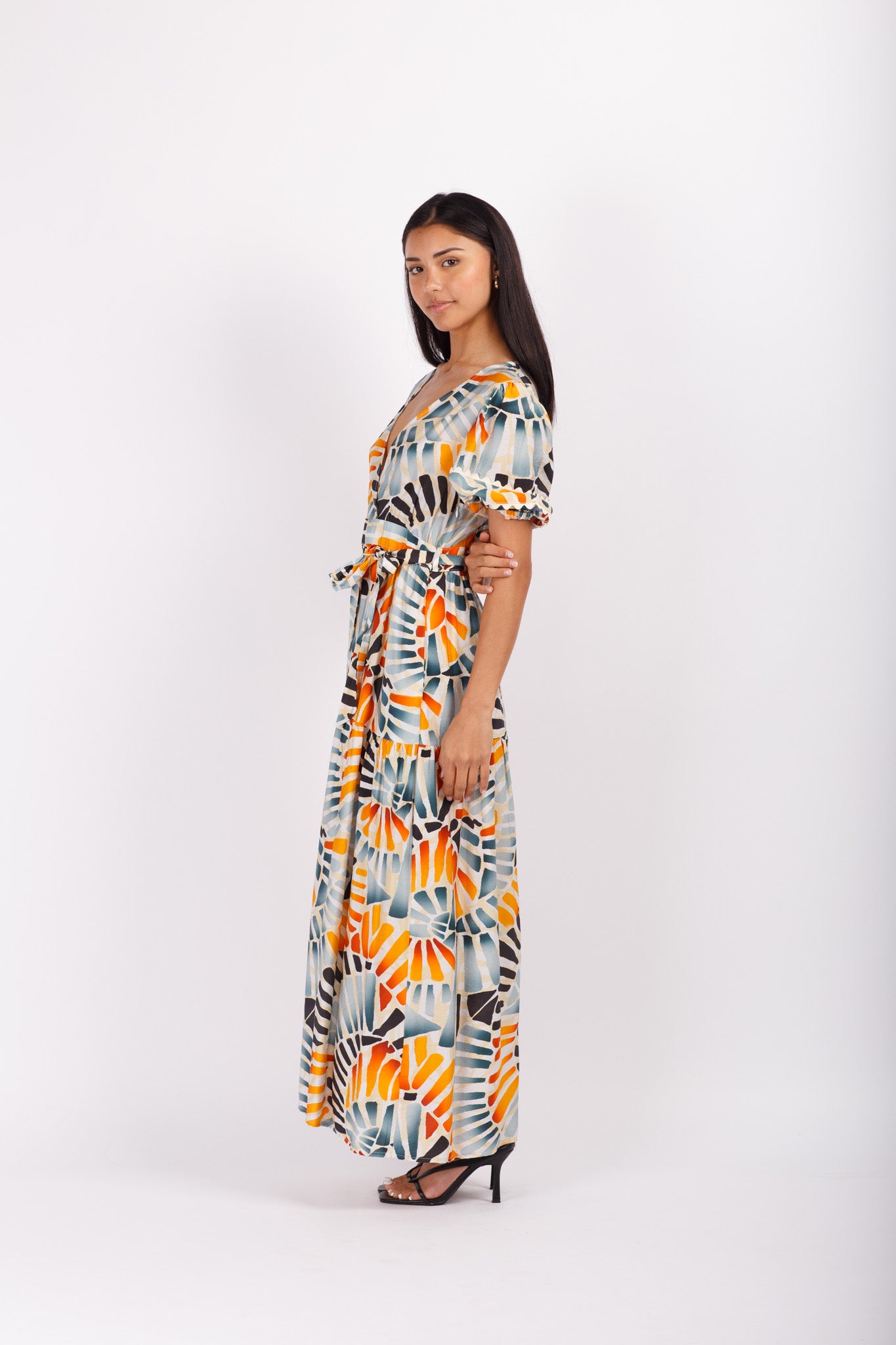 Shell Pattern Midi Dress