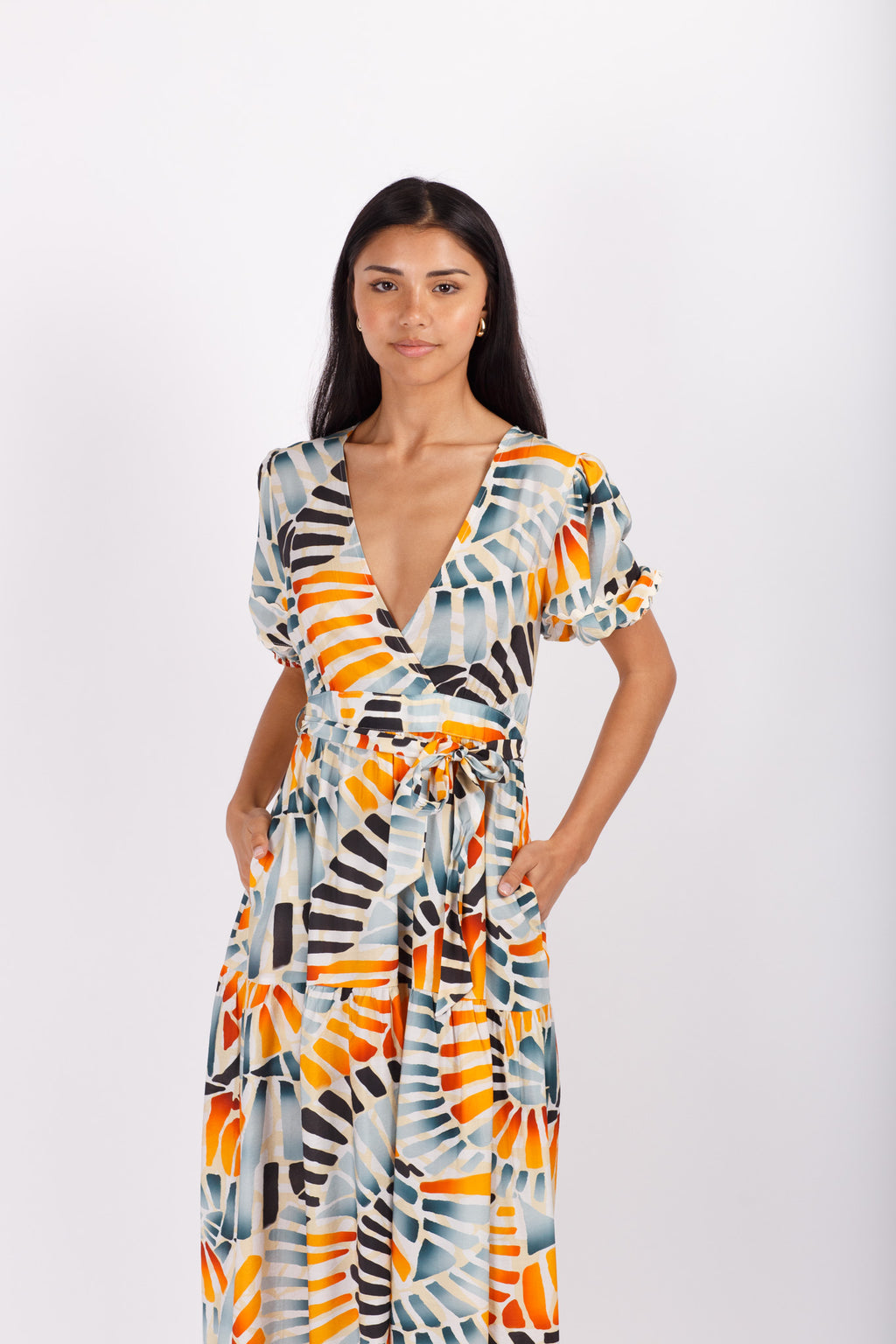 Shell Pattern Midi Dress