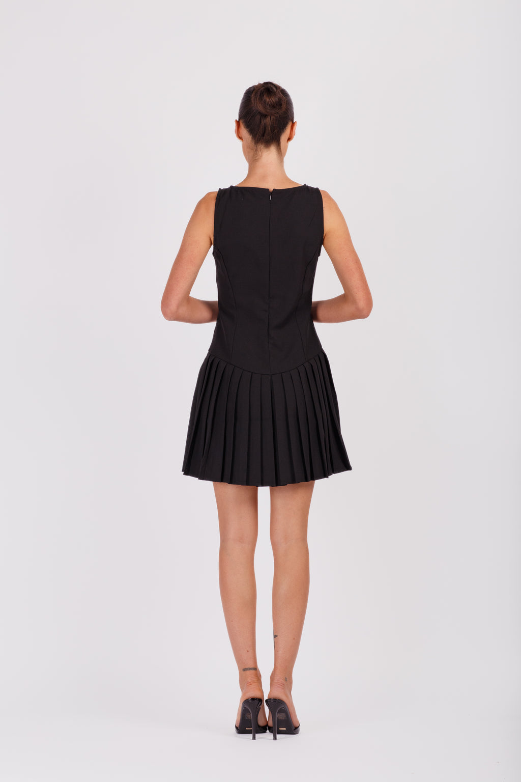 Black Mini Dress with Pleats